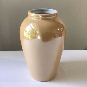 Vintage Vase Made In Saxony Tan Luster Glossy Ceramic 7-1/4” High #3152